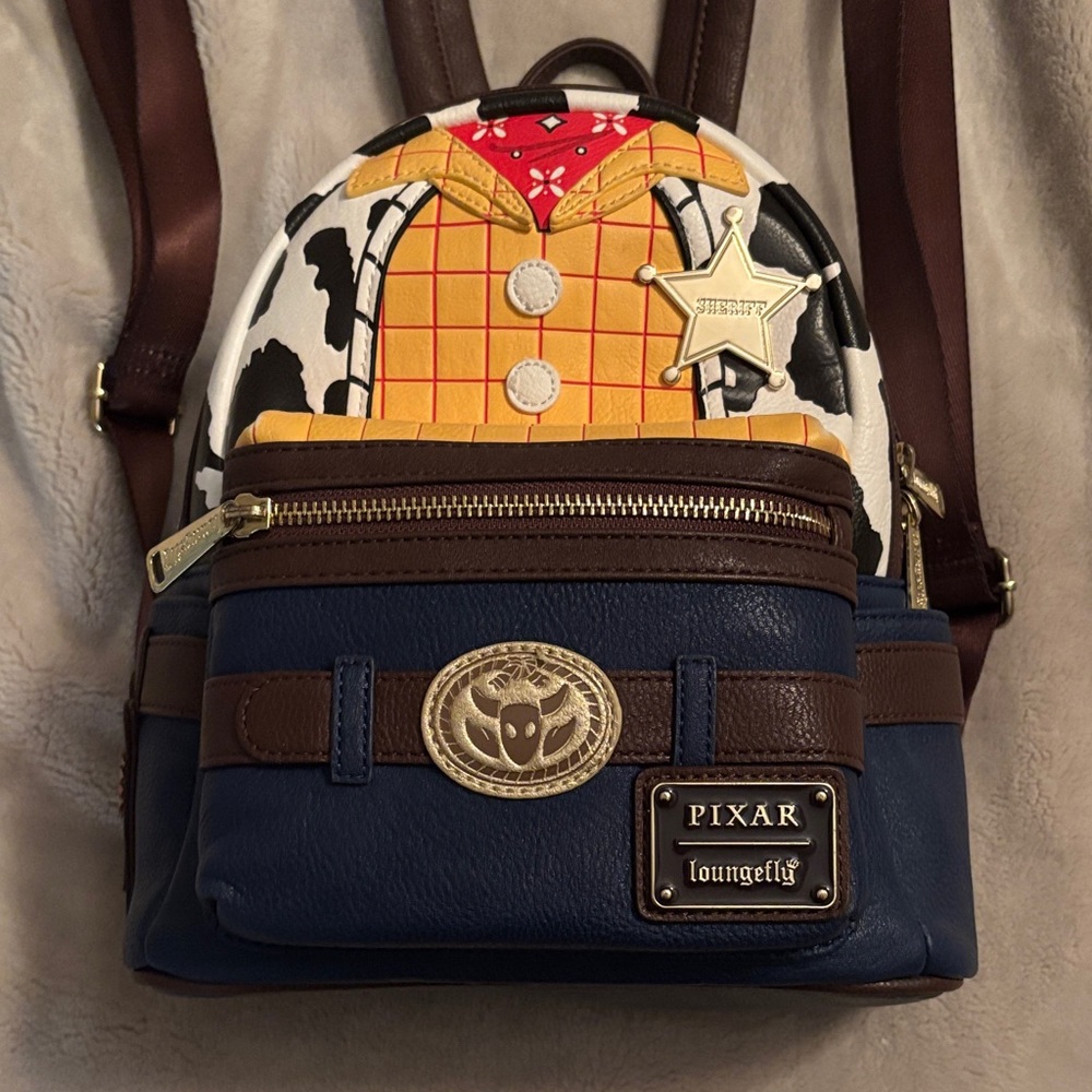 Loungefly Woody Inspired Backpack - Blue, Brown, Yellow